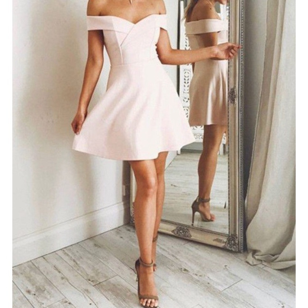 A-Line Princess Off-the-Shoulder Satin Mini Dress
